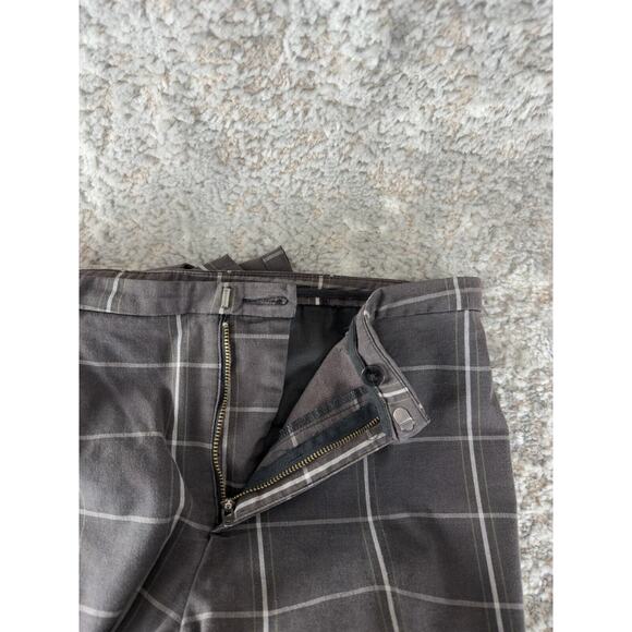 Free People Women Size 8 Checker Ankle Pants Gray Button Zip Cotton Blend Casual - Picture 11 of 12